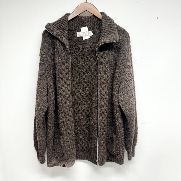Athena Women Designs Handmade in Ireland Wool Zip Up Sweater Size Large - Picture 1 of 3
